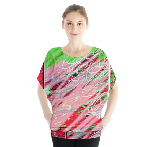 Colorful Pattern Batwing Chiffon Blouse by Valentinaart