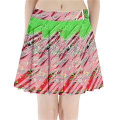 Colorful Pattern Pleated Mini Mesh Skirt