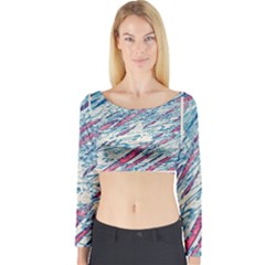 Colorful Pattern Long Sleeve Crop Top