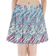 Colorful Pattern Pleated Mini Mesh Skirt