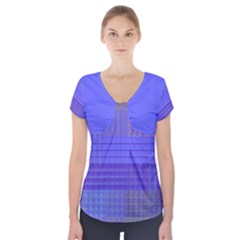 #annabelerockz-pattern-square-purple-2 Short Sleeve Front Detail Top by annabellerockz