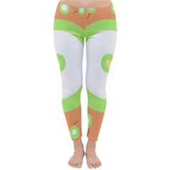 Green And Orange Design Winter Leggings  by Valentinaart