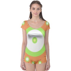 Green And Orange Design Boyleg Leotard  by Valentinaart