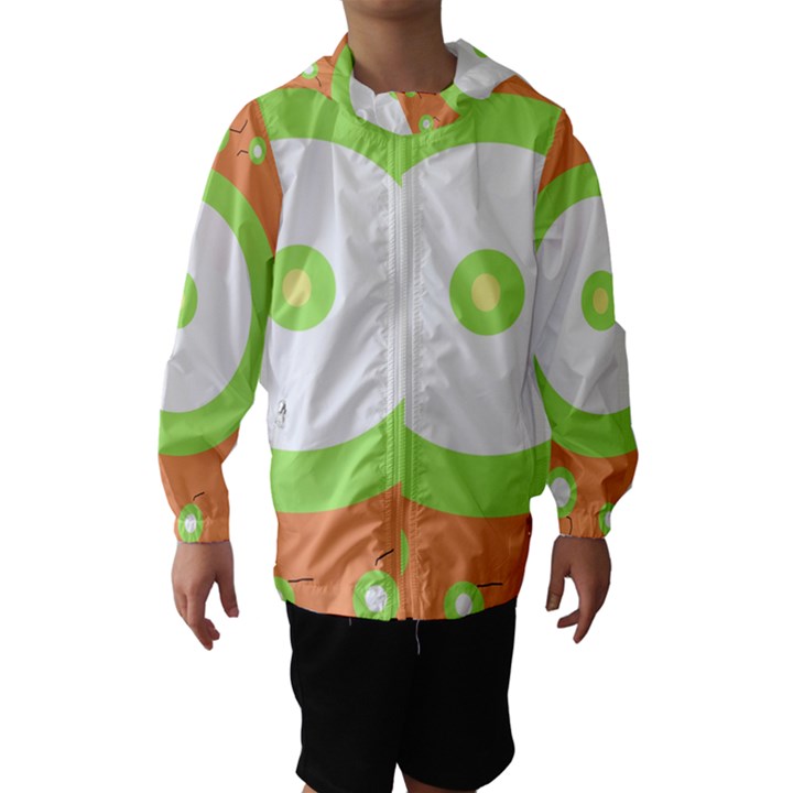 Green and orange design Hooded Wind Breaker (Kids)