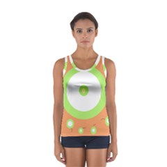 Green And Orange Design Women s Sport Tank Top  by Valentinaart