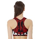 Red, black and white decorative abstraction Sports Bra with Border View2