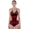 Red, black and white decorative abstraction Cut-Out One Piece Swimsuit View1