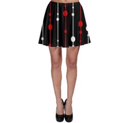 Red Black And White Pattern Skater Skirt by Valentinaart