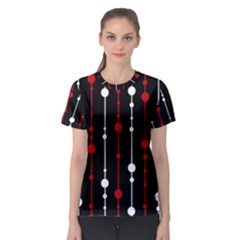 Red Black And White Pattern Women s Sport Mesh Tee