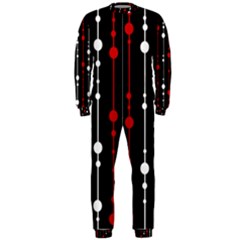 Red Black And White Pattern Onepiece Jumpsuit (men)  by Valentinaart