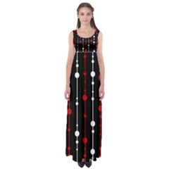 Red Black And White Pattern Empire Waist Maxi Dress by Valentinaart