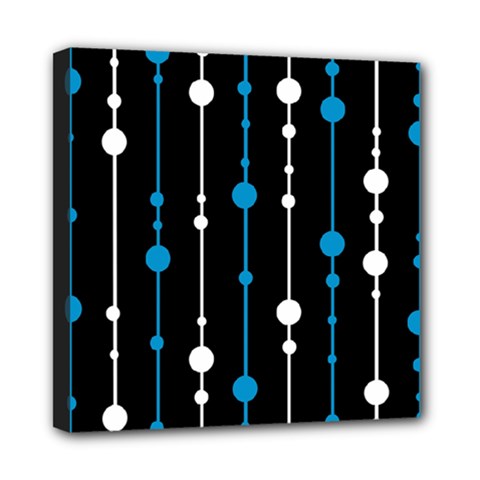 Blue, White And Black Pattern Mini Canvas 8  X 8 