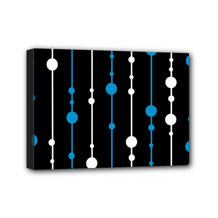 Blue, white and black pattern Mini Canvas 7  x 5 