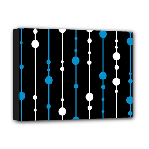 Blue, White And Black Pattern Deluxe Canvas 16  X 12   by Valentinaart