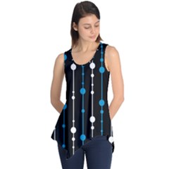 Blue, White And Black Pattern Sleeveless Tunic by Valentinaart