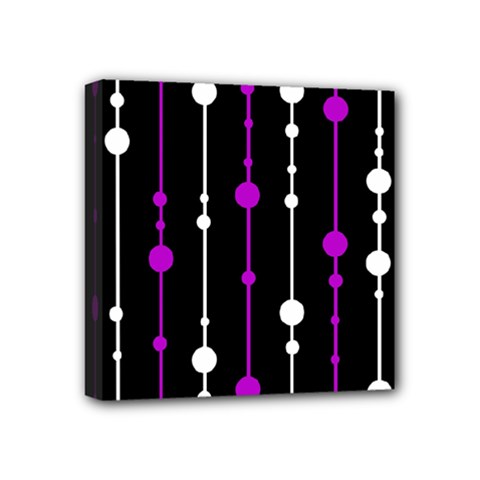 Purple, Black And White Pattern Mini Canvas 4  X 4 