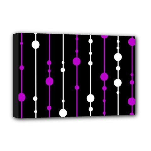 Purple, Black And White Pattern Deluxe Canvas 18  X 12  