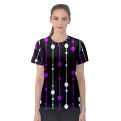 Purple, Black And White Pattern Women s Sport Mesh Tee