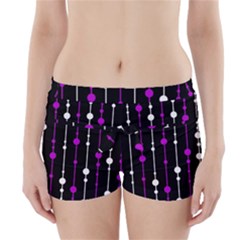 Purple, Black And White Pattern Boyleg Bikini Wrap Bottoms by Valentinaart