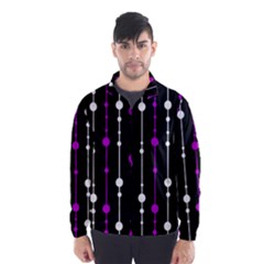 Purple, Black And White Pattern Wind Breaker (men)