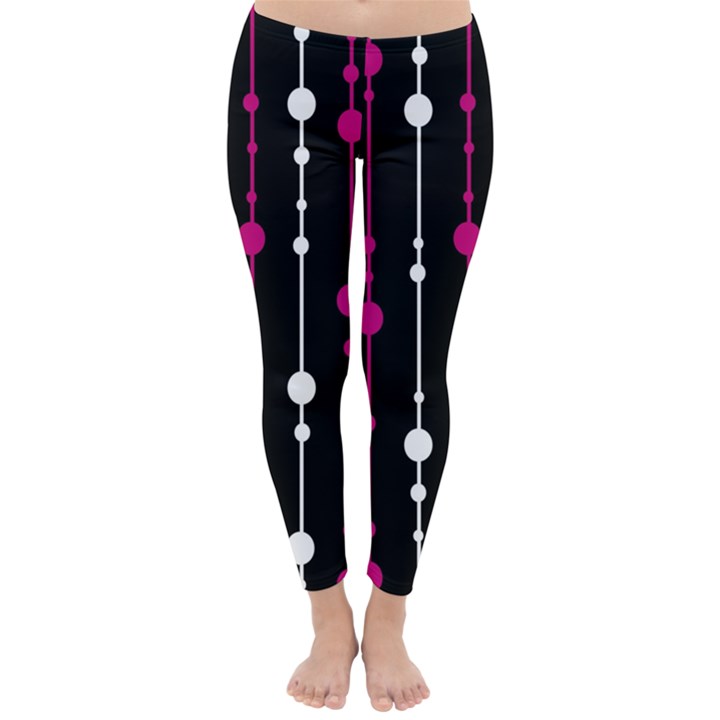 Magenta white and black pattern Winter Leggings 