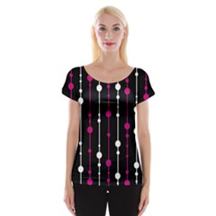 Magenta White And Black Pattern Women s Cap Sleeve Top by Valentinaart