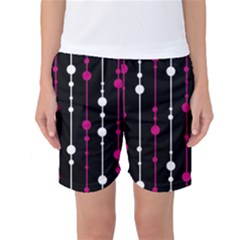 Magenta White And Black Pattern Women s Basketball Shorts