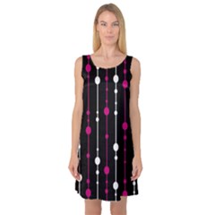 Magenta White And Black Pattern Sleeveless Satin Nightdress by Valentinaart