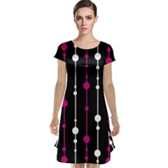 Magenta White And Black Pattern Cap Sleeve Nightdress by Valentinaart