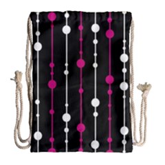 Magenta White And Black Pattern Drawstring Bag (large)