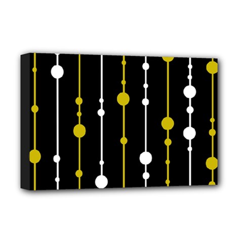 Yellow, Black And White Pattern Deluxe Canvas 18  X 12  