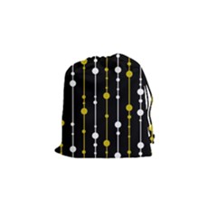 Yellow, Black And White Pattern Drawstring Pouches (small) 