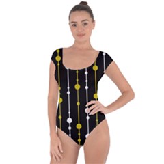 Yellow, Black And White Pattern Short Sleeve Leotard  by Valentinaart