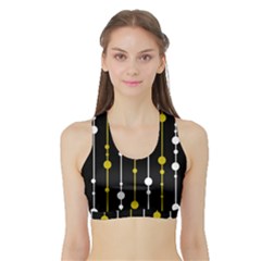 Yellow, Black And White Pattern Sports Bra With Border