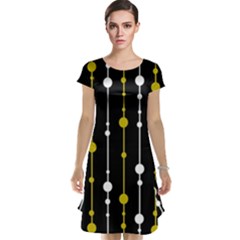 Yellow, Black And White Pattern Cap Sleeve Nightdress by Valentinaart