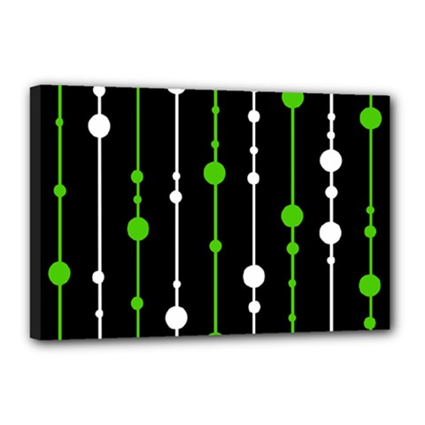 Green, White And Black Pattern Canvas 18  X 12 