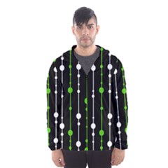 Green, White And Black Pattern Hooded Wind Breaker (men) by Valentinaart