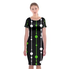 Green, White And Black Pattern Classic Short Sleeve Midi Dress by Valentinaart