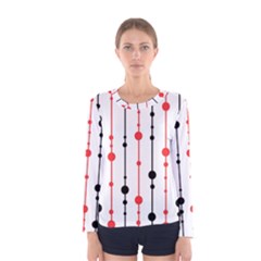 Red, Black And White Pattern Women s Long Sleeve Tee