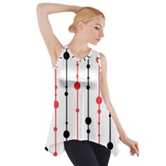 Red, Black And White Pattern Side Drop Tank Tunic