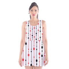 Red, Black And White Pattern Scoop Neck Skater Dress by Valentinaart