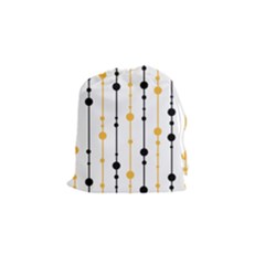 Yellow, Black And White Pattern Drawstring Pouches (small) 