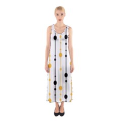 Yellow, Black And White Pattern Sleeveless Maxi Dress