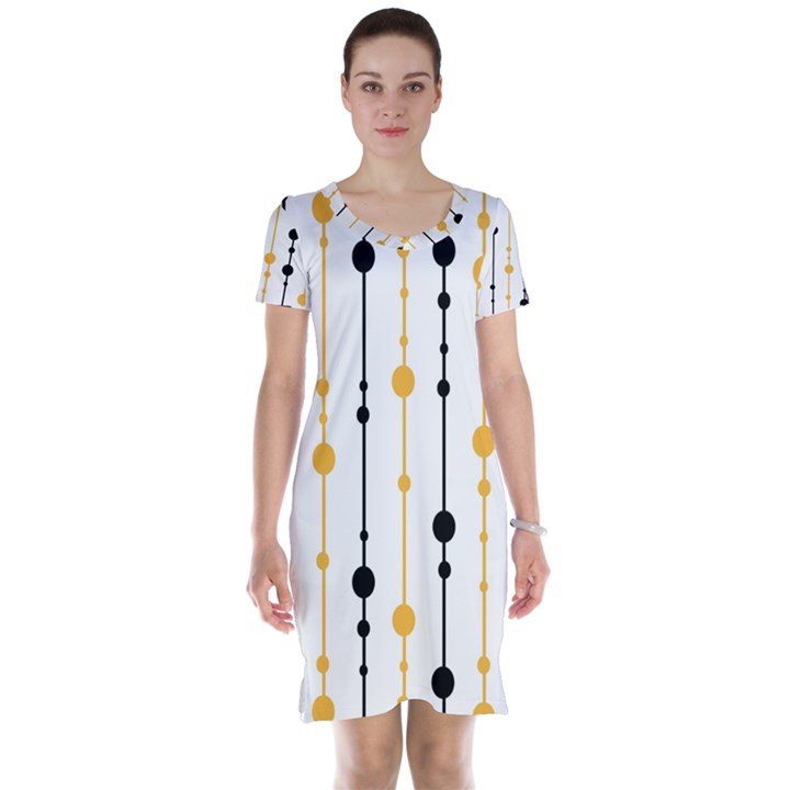 Yellow, black and white pattern Short Sleeve Nightdress