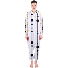 Yellow, Black And White Pattern Hooded Jumpsuit (ladies) 