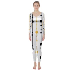 Yellow, Black And White Pattern Long Sleeve Catsuit by Valentinaart