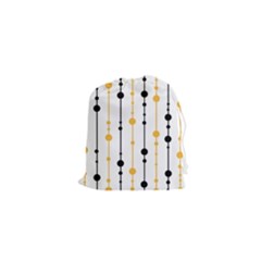 Yellow, Black And White Pattern Drawstring Pouches (xs)  by Valentinaart