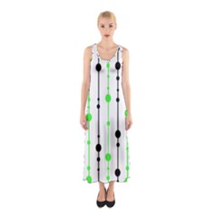 Green Pattern Sleeveless Maxi Dress