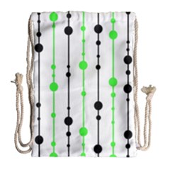 Green Pattern Drawstring Bag (large) by Valentinaart