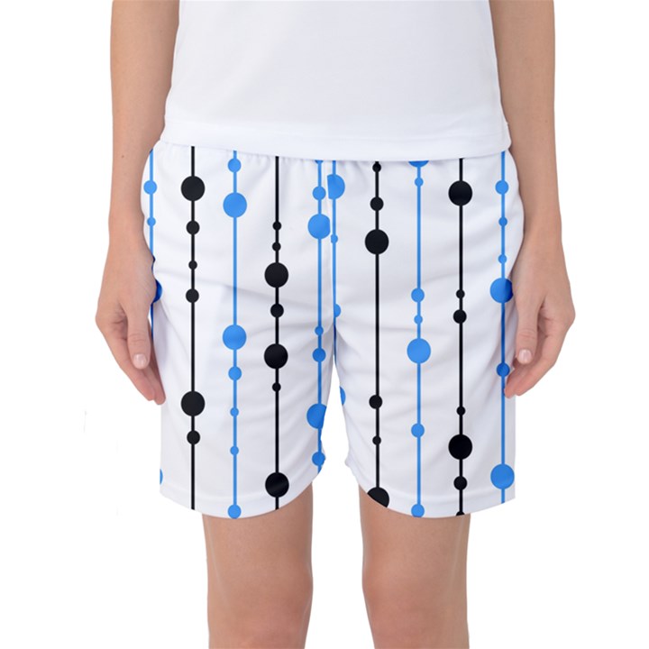 Blue, white and black pattern Women s Basketball Shorts